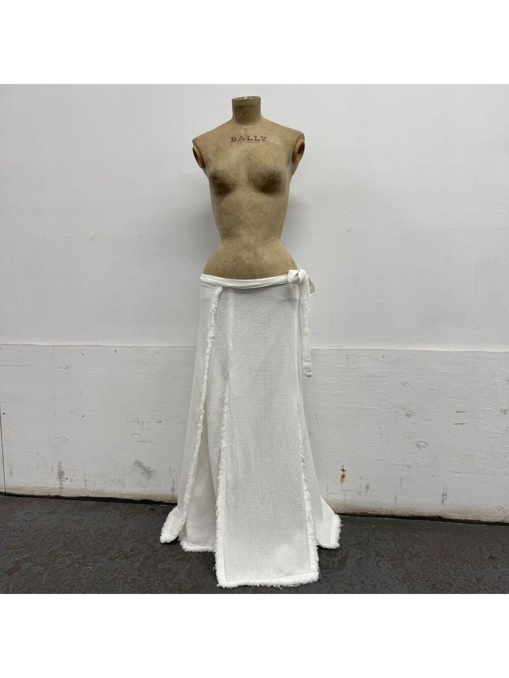 NWT BLANCA Crisp White 100% Textured Cotton Wrap Maxi Skirt